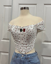 Load image into Gallery viewer, Mexico Bedazzled Corset Top- White
