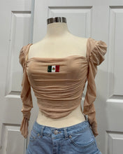 Load image into Gallery viewer, Mexico Bedazzled Corset Top- Cream
