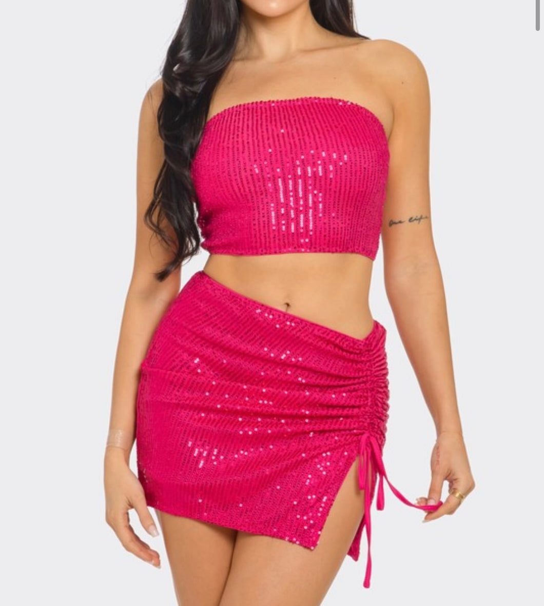 Aida Skirt Set- Hot Pink