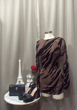 Load image into Gallery viewer, Lizette Dress- Zebra Pattern/Brown/Black
