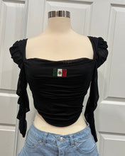 Load image into Gallery viewer, Mexico Bedazzled Corset Top- Black
