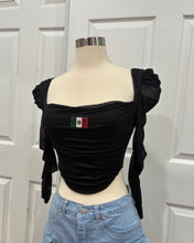 Load image into Gallery viewer, Mexico Bedazzled Corset Top- Black
