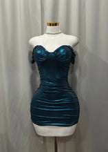 Cargar imagen en el visor de la Galería, Nour Dress- Metallic Laguna Blue
