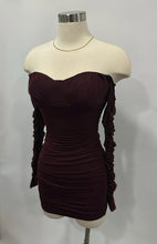 Load image into Gallery viewer, Reina Rhinestone Dress- Burgundy
