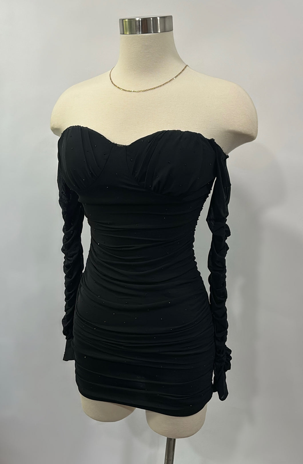 Reina Rhinestone Dress- Black