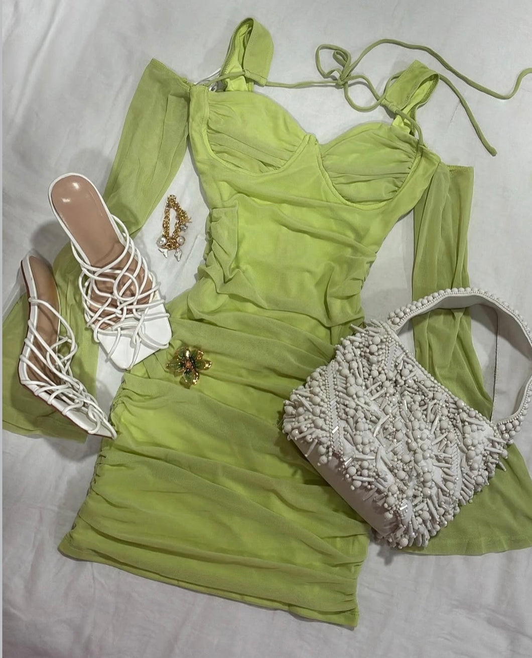 Rutila Dress- Lime Green