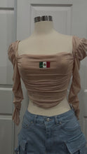 Load and play video in Gallery viewer, Mexico Bedazzled Corset Top- Cream
