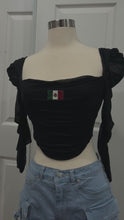 Load and play video in Gallery viewer, Mexico Bedazzled Corset Top- Black
