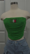 Carregue e reproduza o vídeo no visualizador da Galeria, Mexico Bedazzled Corset Top- Green
