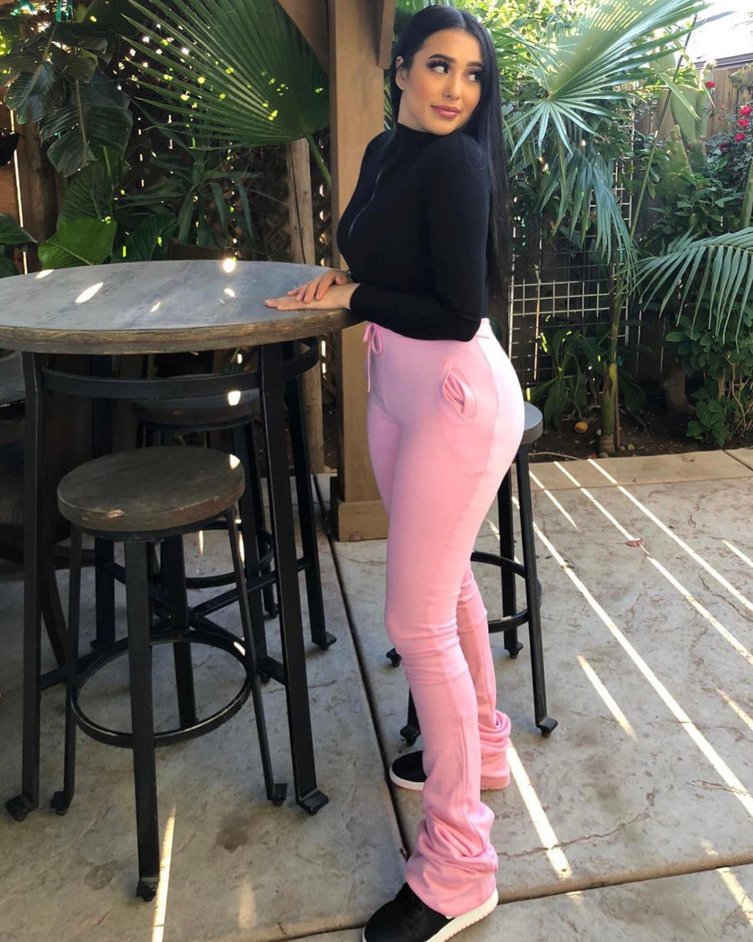 Natalie Stacked Sweatpants- Pink (Sizes S-2XL)