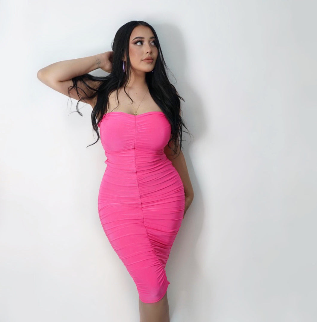 Polly Dress- Neon Pink