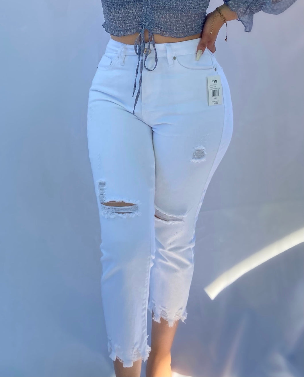 Jeans tobilleros de tiro alto Dream - Blanco