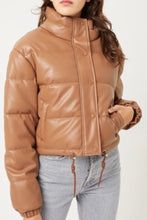 Load image into Gallery viewer, Olivia Leather Puffer Jacket- Brown
