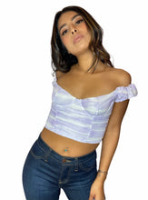 Load image into Gallery viewer, Michelle Ruched Top- Lavender/White
